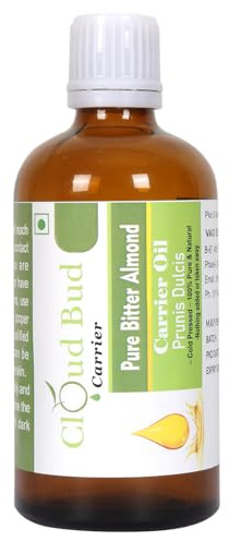 Cloud Bud Pure Bitter Almond Carrier Oil 100 ml 3,8 oz Prunis Dulcis 100 % ren och naturlig kallpressad