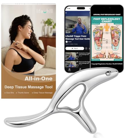 lifechill Trigger Point Massage Tool for Deep Tissue Massage & Gua Sha, HSA Muscle Scraper Tool for Full Body Pain Relief, FSA Eligible Items Thumb Saver Acupressure Tool, Mothers Day Gifts for Women