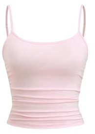 GORGLITTER Damen Crop Tank Top Casual Trägershirt Sommer Bauchfreies Tops Bauchfrei Oberteile Y2K Tops Basic Camisole Rosa S