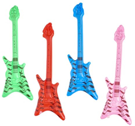 UKCOCO 4piezas Guitarras Inflables Estilo Rock Para Fiestas Eventos y Decoraciones Instrumentos Musicales Inflables Para Fiestas Años Temática De Karaoke Accesorios De Guitarra De Juguete