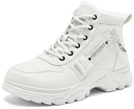 Yeeteepot Stivali Donna Invernali Caldo Scarpe Neve Stivaletti Casual Camminata Stivali Antiscivolo Escursionismo Scarponi Bianco 38 EU = Etichetta 39
