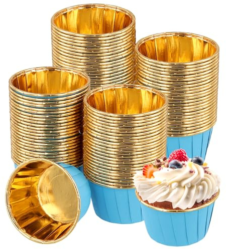 MUNGHOK 200 stycken cupcake-formar blå, fetttäta cupcake-bakformar, godis, födelsedag, bröllop
