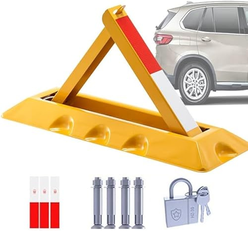 Barrera De Estacionamiento Con Cerradura, Bolardos De Seguridad De Estacionamiento Plegables De Alta Resistencia, Bloqueador De Estacionamiento Triangular - Cerradura De Estacionamiento Ple(Size:60cm)