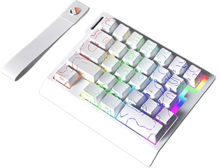 Mekalero Ergonomiska 29 tangenter enhandstangentbord med HIFI-tystnar och anpassningsbara funktioner för datorer spelare hot swappable gaming-tangentbord