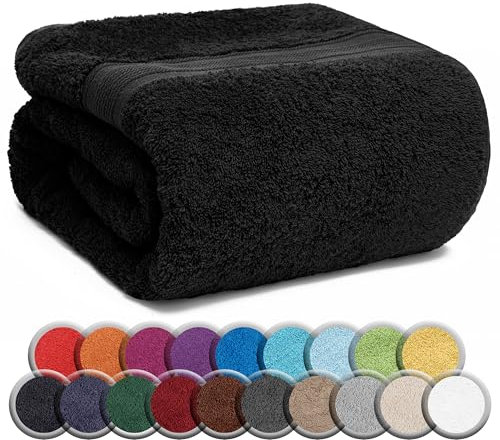 NatureMark SAUNATUCH/Badetuch – Premium Qualität 80x200cm – Sauna-Handtuch 100% Baumwolle – Farbe: Schwarz