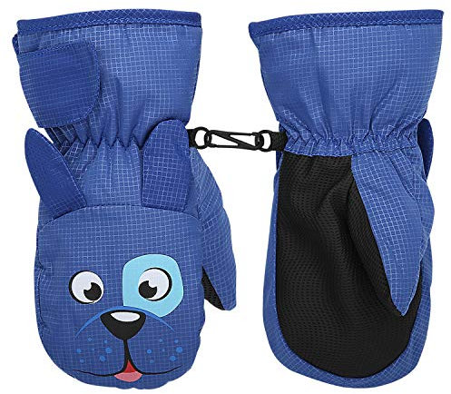 MoKo Kinder Skihandschuhe, Winddicht Wasserdicht Winterhandschue Warm Fäustlinge Sport Handschuhe für Skifahren Radfahren Snowboarden Outdoor-Aktivitäten für Jungen Mädchen von 4-6 Jahren - Blau