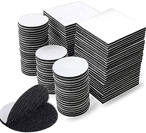 Double Sided Hook Loop Tape Pads,Adhesive Mounting Pads Stickers Foam Tape | Black Squares and Round Extra Strong Adhesive Mounting Pads Stick on Self Adhesive forWalls Floor,Door,Plastics,Glasses,Metal