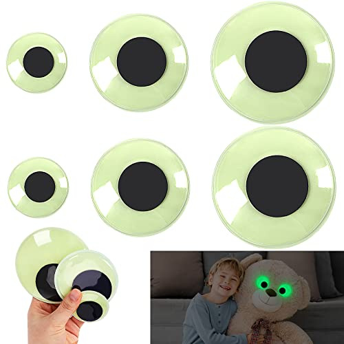 PETKNOWS Glow in The Dark Googly Eyes - Self Adhesive Craft Sticker, Large Sticky Eyes in 2, 3, 4 for DIY Decoration