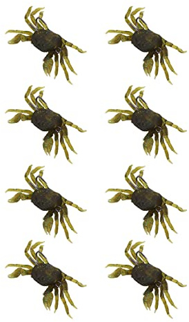 RTLR 8 Pièces 13cm Appâts de Crabe Artificiel Matériel de Pêche 3D Simulation Crabe Appât Souple 33.5g avec Crochet Eau Salée (Vert Marron)