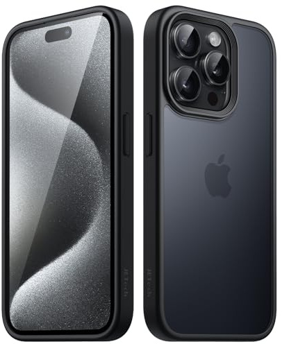 JETech Matte Case for iPhone 15 Pro Max 6.7-Inch, Shockproof Military Grade Drop Protection, Frosted Translucent Back Phone Cover, Anti-Fingerprint (Black)