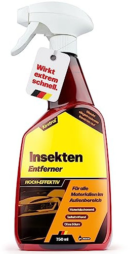 KESTRAL® Insektenentferner - HOCH-EFFEKTIV ohne Säure - Entfernt mühelos hartnäckigste Insektenreste - Materialschondend für Lack, Kunststoff, Carbon, Gummi & Glas - Made in Germany
