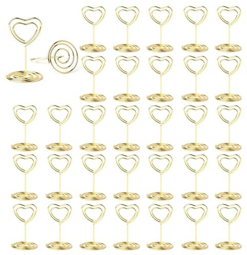 MisFun 30 Pezzi Segnaposto Matrimonio, Porta Foto, Titolari di Carta Numero di Tabella, Memo Clip, Portafoto Supporto, per Ristoranti, Foto, Riunioni di Feste, Matrimonio, Compleanno(Amore)