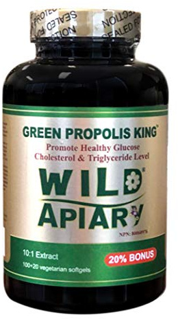 Wild Apiary Brazilian Green Bee Propolis King Vegetarian Softgel 120 gels - Non Alcoholic, Wax Free, Sugar Free
