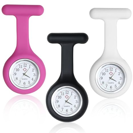 gaubss Nurse Fob Watch with Brooch, Nurses Watches for Women Men 3 Pack, Fob Watches for Nurses, Doctors, Paramedics, Easy to Read-Quartz Movement, Ideal for Healthcare Professionals