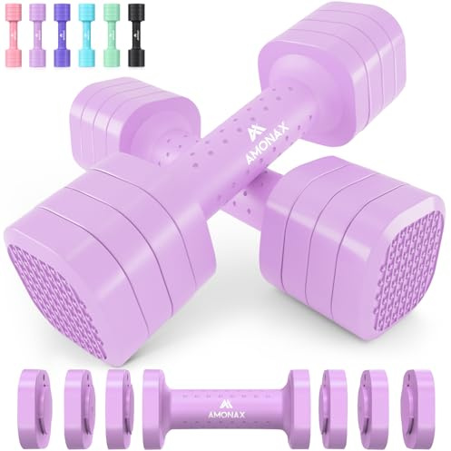 Amonax Verstellbare Hanteln, Hanteln Frauen Set, 1-5kg Kurzhanteln 2er Set, 4-in-1 Dumbbell Set für Frauen und Männer, Gewichte Hantel für Home Gym, Krafttraining Zuhause