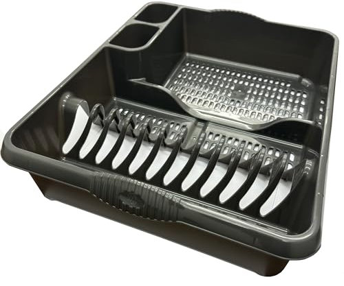 STORM TRADING GROUP Dish Drainer Rack Strong Kitchen Counter Large Plastic Cutlery Rack With Integral Handles (1)