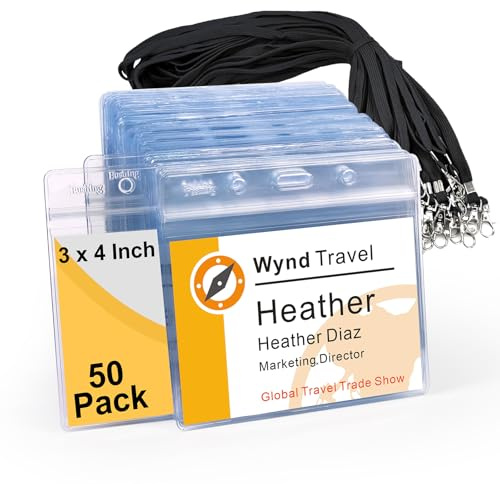 Ausweishülle Mit Band,Fushing 50 Stück Schwarz Lanyards Schlüsselbänder Ausweishülle Namensschilder Mit Schlüsselband Badge Hülle Kartenhülle Mit Band Namensschilder Hüllen Namensschild Mit Band