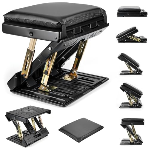 Fußstütze Schreibtisch Höhenverstellbar – 4 Stufen, Ergonomische Fußablage mit Abnehmbarem Kissen, Faltbar, Rutschfest, für Büro, Auto, Zuhause, Reise, Schwarz