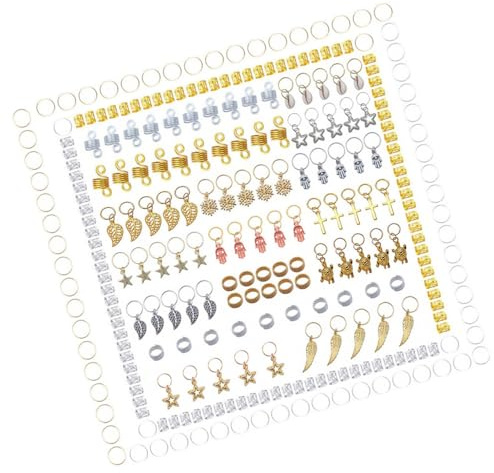 PLAFOPE Accesorios Cabello Hebillas de Anillos para Rastas y Trenzas Incluye Cuentas para Trenzar Tubos Cabello para Adornos de Peinado Fiestas y Eventos
