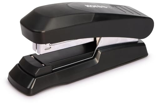 Kores - Agrafeuse Flat Clinch d'agrafage plat, capacité 25 feuilles de 80 grammes, distance d'agrafage 55 mm, compatible avec agrafes 24/6 et 26/6, agrafeuse de bureau avec prise ergonomique