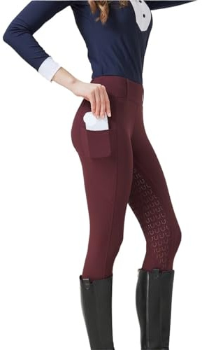 GIYXHU Ridbyxor vår och sommar ridbyxor dam stickad hög stretch, smal passform silikon tight andningsbar, Röd, S