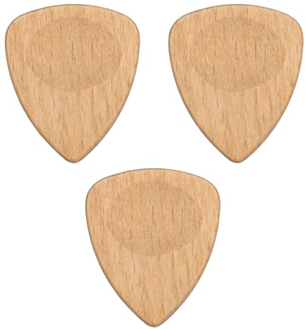 QUARKZMAN 3 Pcs Púa De Guitarra De Madera 3.0mm Calibre Ultra Grueso Púas De Guitarra De Haya Con Ranuras Para Guitarras Eléctricas Acústicas Y Bajos Color Beige Claro