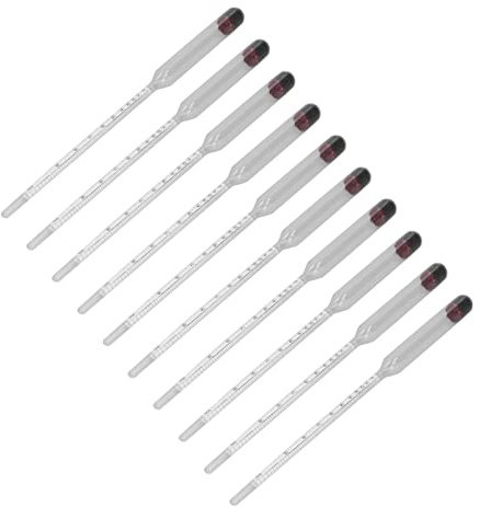 KIMISS Kit de Test d'hydromètre avec 10 Testeurs de Bière en Verre pour Brassage à Domicile, Compteur de Vin Précis pour la Mesure de la Teneur en Alcool et en Sucre
