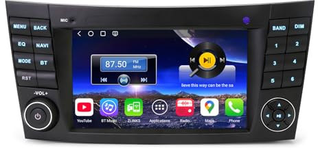 Erisin Qualcomm 8-Core Android 14 4GB+64GB GPS Navegación Estéreo de Automóvil para Mercedes Benz Clase E W211 CLS W219 7 Radio Coche IPS Pantalla CarPlay Android Auto Bluetooth WiFi 4G DSP Canbus