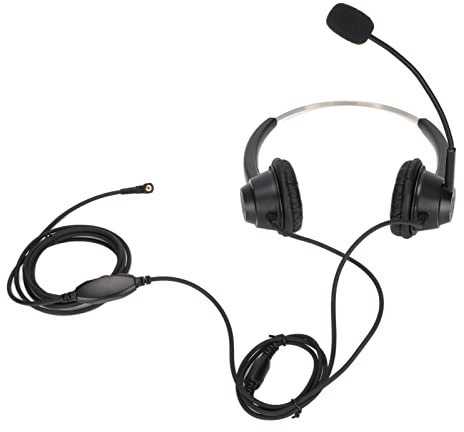 Yscryptoline Cuffia telefonica con spina da 2,5 mm, cuffia cablata per call center, cuffia da ufficio binaurale con riduzione del rumore e microfono per il servizio clienti in ufficio domestico