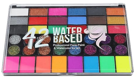Kit Truccabimbi – Set 42 Colori 20x14 Cm | Palette Pittura Viso | Trucco Corpo Non Tossico Per Bambini Adulti Festa Halloween Festival Cosplay