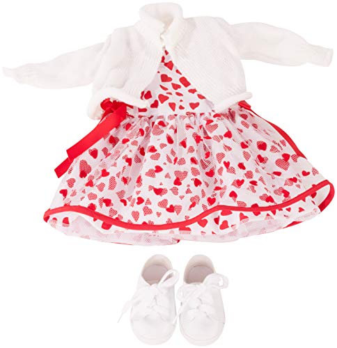 Götz 3403033 Kombination Herzlich - Puppenbekleidung Gr. XL - 4-teiliges Bekleidungs- und Zubehörset für Stehpuppen 45 - 50 cm
