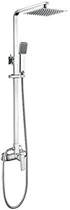 Ibergrif M17025 Doccia Soffione Completo, Asta Doccia con Soffione e Doccetta, Set Doccia con Asta per Doccia Regolabile a Muro, Doccia a Pioggia, Doccetta, Supporto, Cromo, Argento