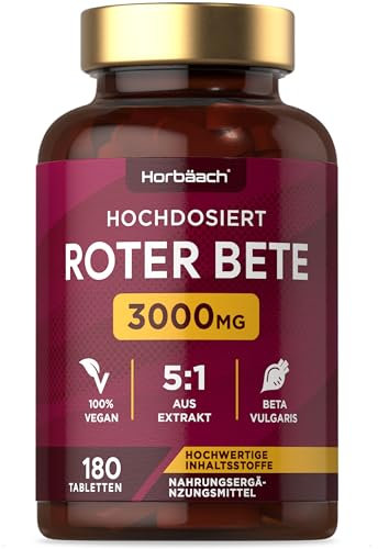 Beetroot Tablets 3000mg | High Strength Beetroot Supplement | 180 Vegan Tablets (3 Months Supply) | Nitric Oxide | by Horbaach