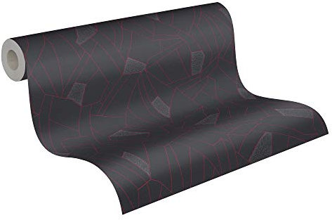 A.S. Création Vliestapete New Life geometrische Tapete 10,05 m x 0,53 m anthrazit grau rot 376773 37677-3