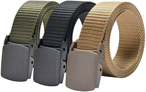 Fierce Military Nylon Style Belt,Tactical Belt, Riggers Belts for Men andWomen, 1.5Inch No Holes Quick Release Heavy Duty Tactical Belt for Men and Women Belt for Cargo Pants 3Pack