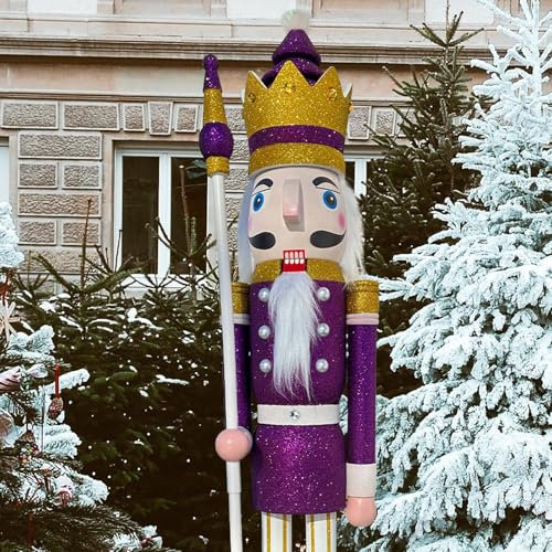 ECOM-CDL 4feet/120cm Giant Wooden Nutcracker King (4 feet, Purple Glitter k34)