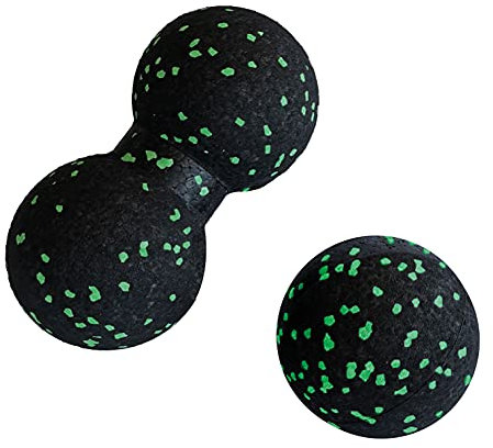 Schildkröt® Dual Massage Set, Duo-Ball, Massage Ball, Doppelball, Faszien-Trainingsset aus leichtem Schaumstoff, 960238, Schwarz-grün