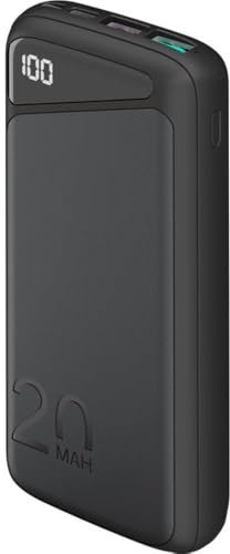 goobay 53939 QC 3.0 Powerbank 20.000 mAh mit Schnellladefunktion/Externer Akku/Power Bank für Smartphone & Tablet/Ladegerät Powerpack mit 2 USB-A Ports, Schwarz, Kompakt