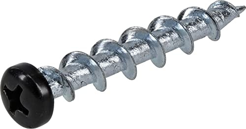 Hillman Borefast Drywall Anchors, Holds 50 Pounds in Drywall and 200 Pounds in Concrete, 1 1/2 Pan Head, Black, 75-Pack, 377631