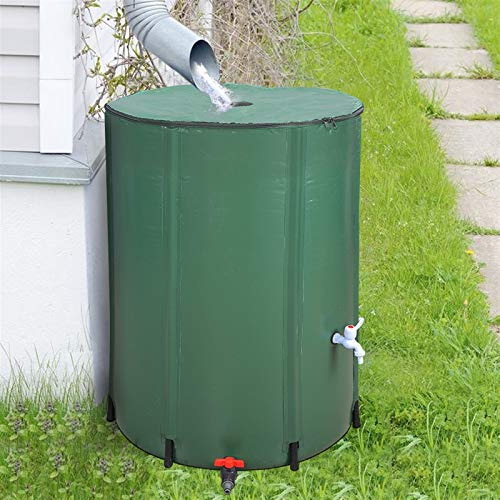 Collapsible Rain Barrel,Portable Water Storage Container Tank, Rainwater Collection System Downspout, Water Catcher Container with Filter Spigot Overflow Kit (100 Gallon, Green)