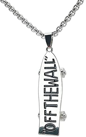 KONFEN Collier Pendentif Homme Femme, Skateboard Cadena Acero Inoxidable Colgante Viking 70cm, Cordon Necklace Men Chaine Pingente Bijoux Cadeau d'anniversaire pour Chico Chapa Garçons Hip Hop