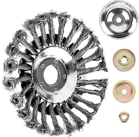 XTDMJ Unkrautbürste, 25,4mm Unkrautbürste Freischneider, Wildkrautbürste Unkrautbürste Freischneider Motorsense Drahtbürste Freischneider Rundbürste Stahlbürste Unkrauttrimmer, silber