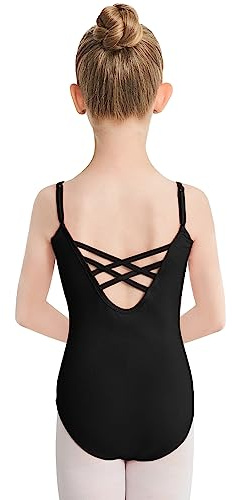 DGSHIRLDJO Girls Ballet Leotard, Gymnastics Leotards with Adjustable Straps Seamless Ballet Leotard Dancing for Toddlers Adults (black, 120)