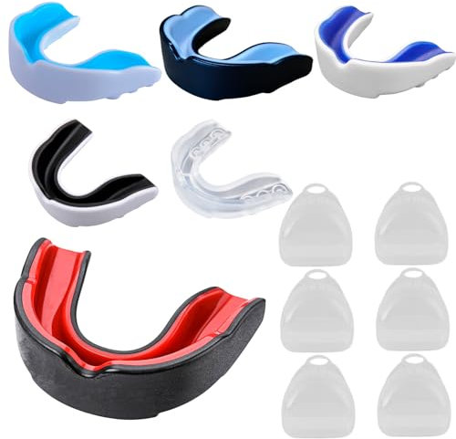 Sporgo Zahnschutz Sport Mundschutz Boxen: 6 Stück Hockey Sport Zahnschutz mit 6 Stück Tragbare Schutzkasten, Sport Mundschutz für Erwachsene Kinder MMA Kampfsport Boxen Hockey Kickboxen Rugby