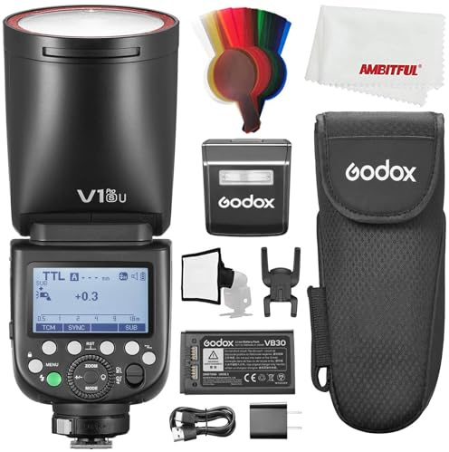 Godox V1PRO-S V1 Pro TTL - Fotocamera a testa tonda Compatibile con Sony, 76 Ws HSS 1/8000s, batteria al litio integrata, lampada da modellazione a LED, innovativo flash esterno SU-1