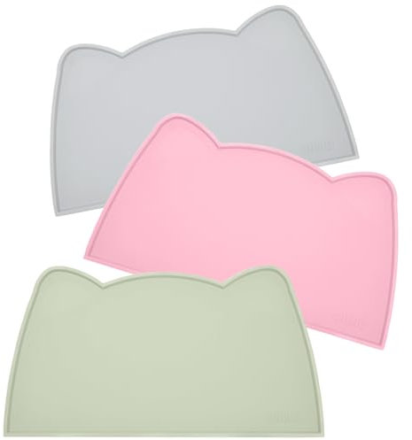 OHMO Napfunterlage für Kleine Hunde und Katze, 46x25cm, Unterlage für Katzennapf, rutschfeste Futterunterlage aus Silikon, Wasserdicht, Hellgrün