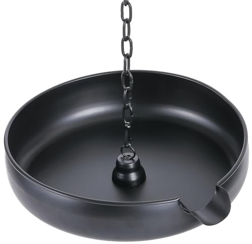 Regenketten-Verankerungsbecken, Metallschale für Regenkette, Fallrohrrinnen, schwarzes Regenkettenbecken mit Kettendisplay für Garten, Rasen und Terrasse, Wasserspiel, 26 cm Durchmesser, 5,1 cm hoch