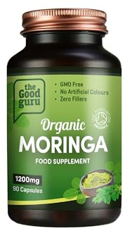 The Good Guru Organic Moringa Capsules Supplement – 1200mg, 90 Capsules – Non-GMO, Chemical-Free, Vegan & Vegetarian-Friendly, No Fillers or Binders