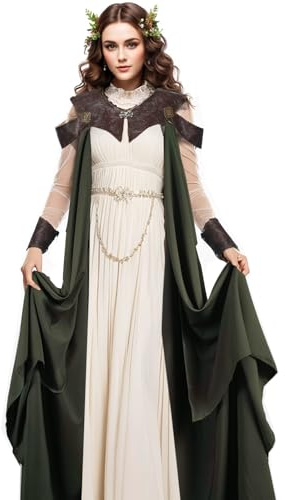 UniqKaliber Mystic - Mantello elfico medievale, vintage in tulle, per matrimonio, elfo regina