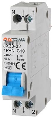 IXTRIMA Interruttore Magnetotermico Automatico 1P+N 10A C10 220V 4.5kA, occupa 1 modulo
